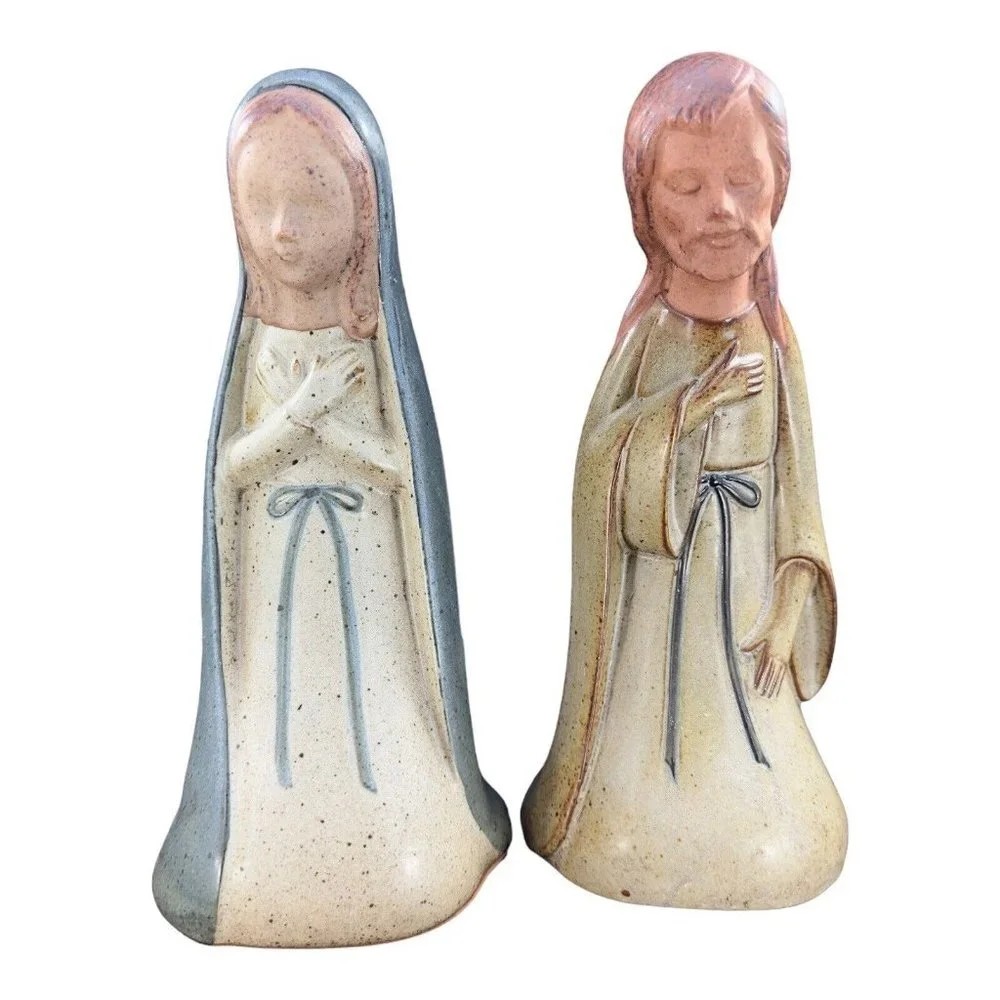 UCTCI Stoneware Nativity Mary Joseph Figurine Japan Vintage Large Ceramic Figure